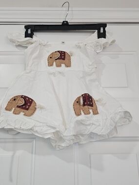 White Toddler Dress With Elephant Appliqué Size S {Bx3}